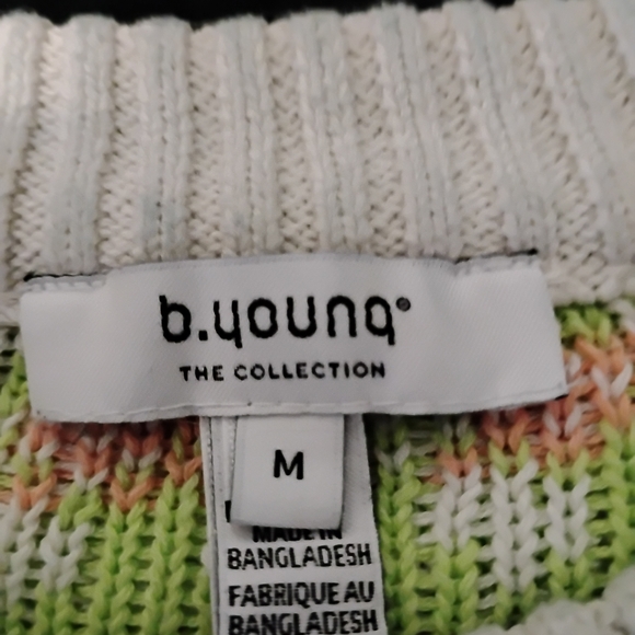 b.young Knit Sweater with Green and Peach Accents - Picture 3 of 5